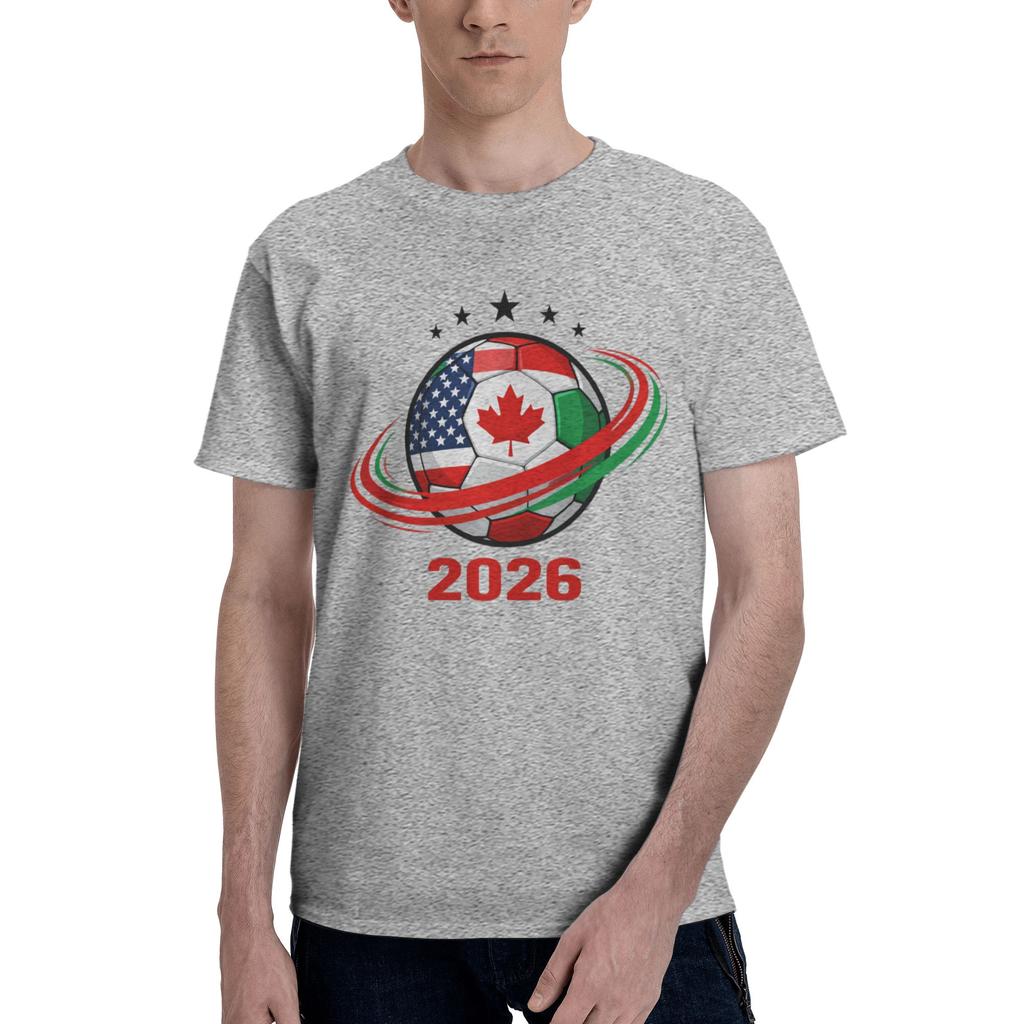 Custom Trendy 2026 Football Soccer Cups T Shirt Unisex Short Sleeves Pure Cotton Tshirt Casual Usa Canada Mexico Tees Tshirts