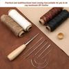 Wooden Handle Leather Stitching Tool Waxed Thread Sewing Awl DIY Leather Sewing Kit  Sewing
