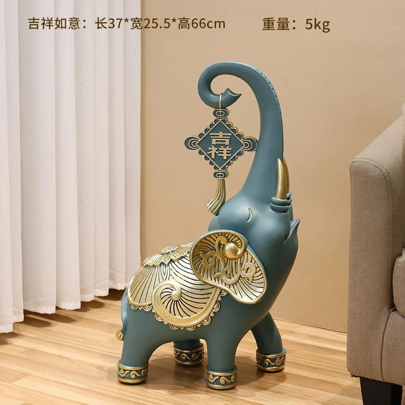 Home Dector Elephant Statue Floor Storage Housewarming Gifts Living Room Home Side Decoration TV Cabinet Tea Table LargeOrnament