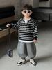 Autumn 2025 Boys' Trendy Striped Sweatshirt Set - Fashionable Early Autumn Outfit