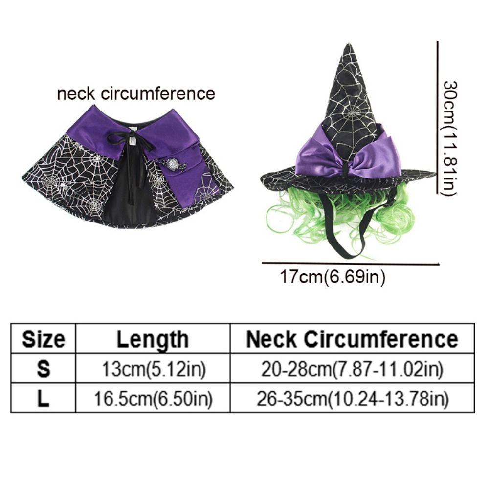 Soft Cat Wizard Hat Cloak Adjustable Pet Witch Costume Funny Cat Wizard Spider Hat  Cosplay Party