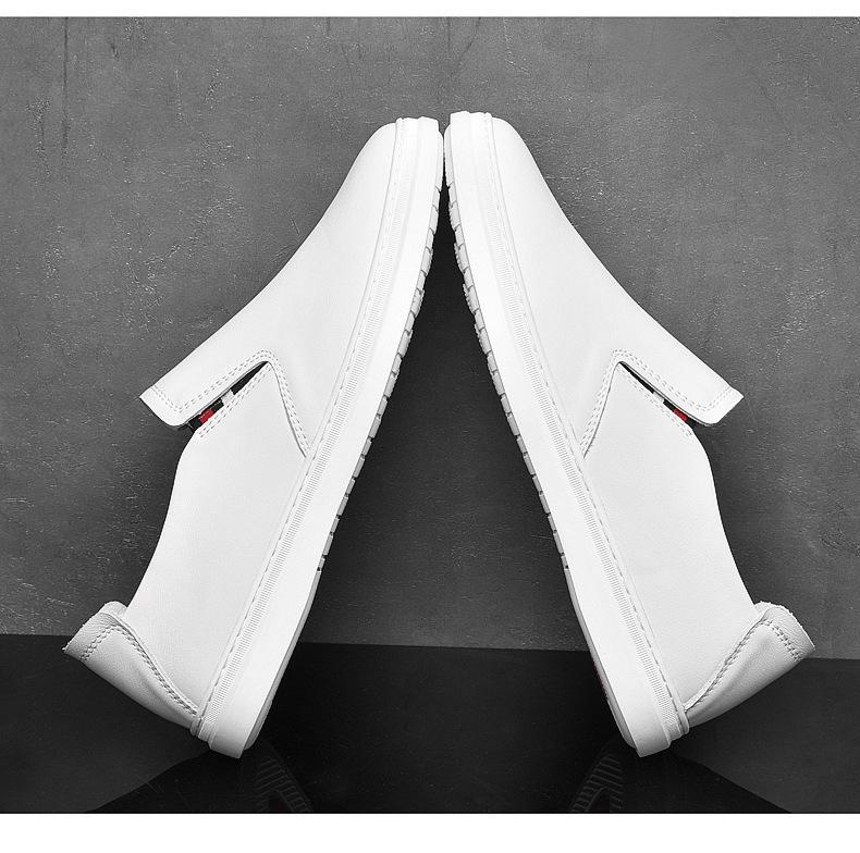 Men's Casual Cowhide Leather White Loafers - Stylish & Versatile for Spring and Autumn