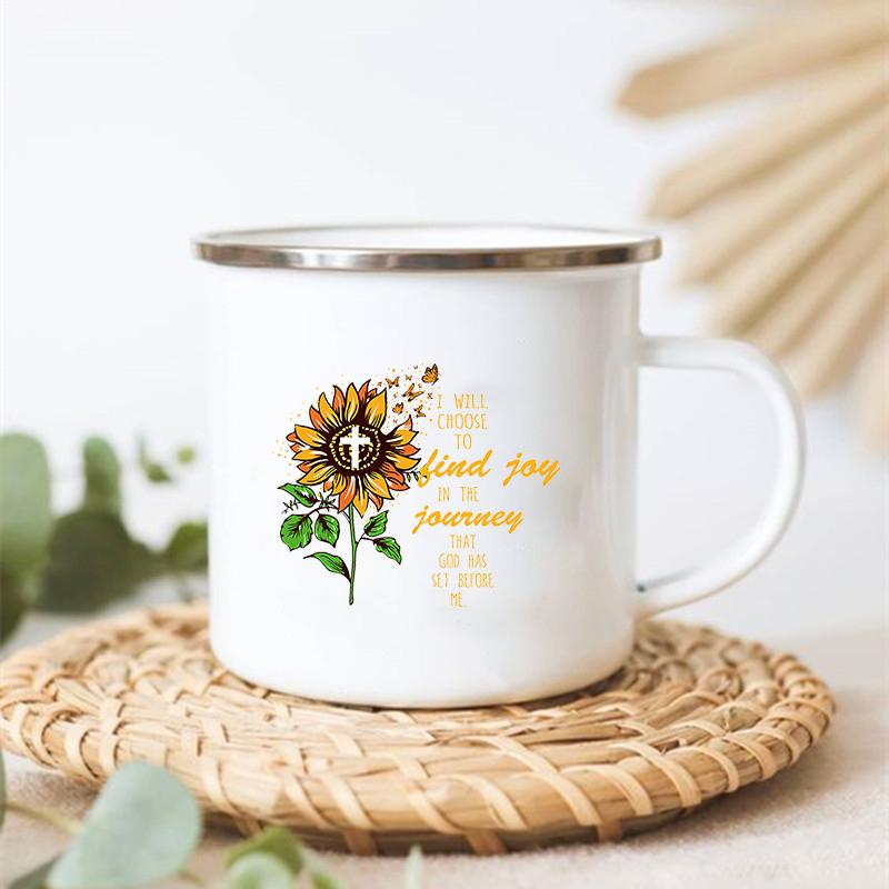 Peace Love Sunflower Elephant Print Mugs Stainless Cup of Coffee Original Breakfast Cups to Sublimate Cupshe Mug Drinkware Beer