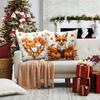 1Pc Autumn Animal Throw Pillow Covers Set, Fox Hedgehog & Pumpkin Design, Ideal Fall Festival Gift & Small Present