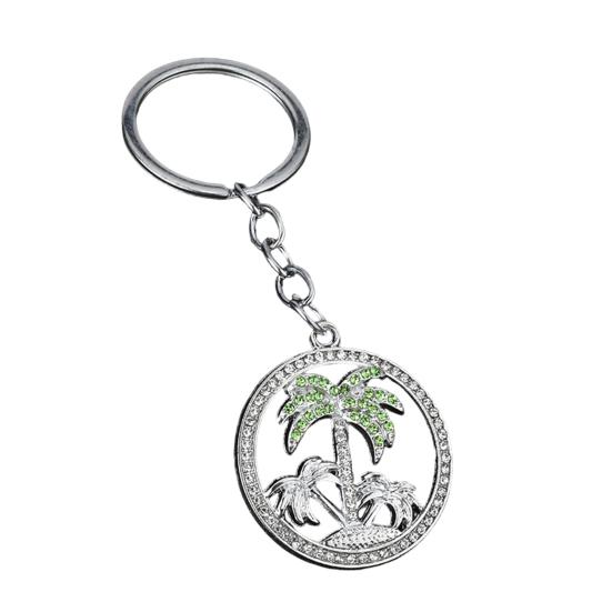 

Coconut Tree Pendant Keychain with Rhinestone Summer Style Metal Key Ring Gift for Car Keys Purse Handbag Backpack серебряный