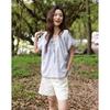 Women's College Style Striped Short Sleeve Shirt