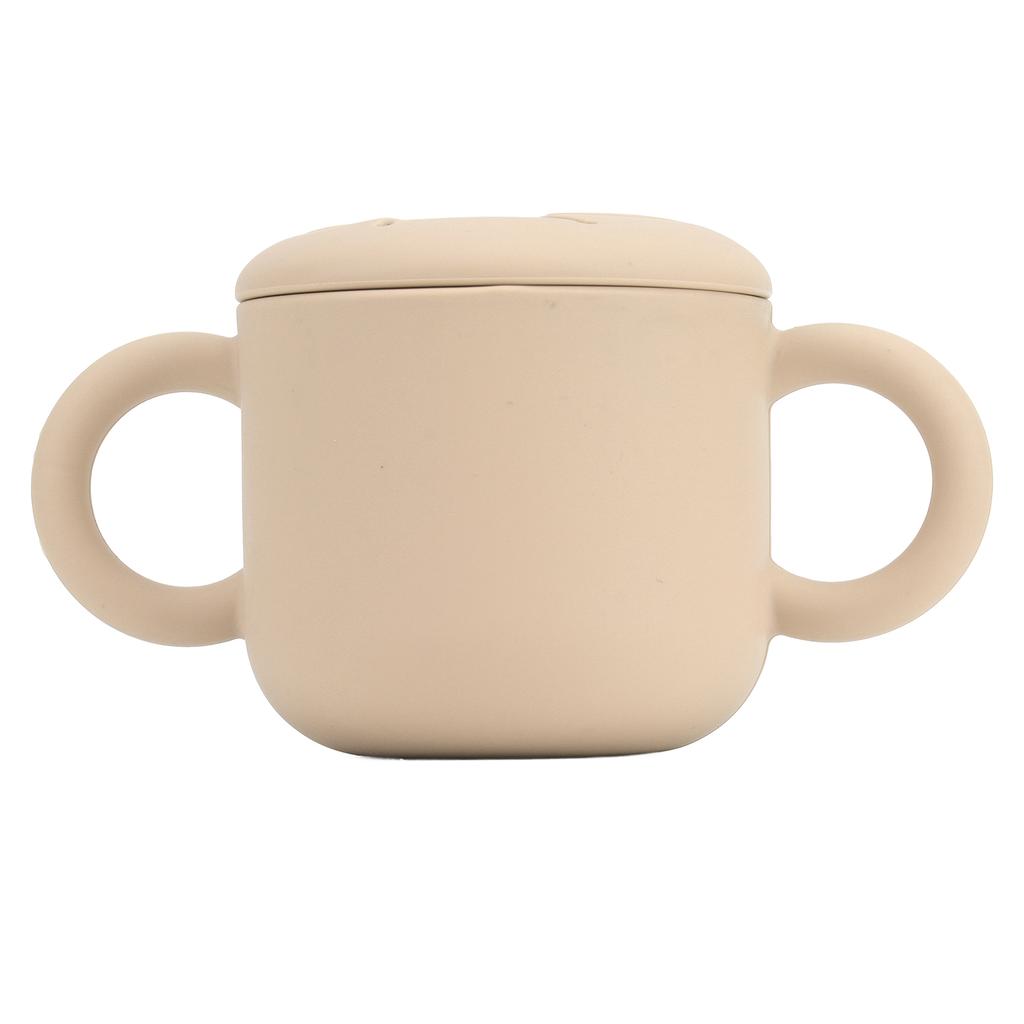 Baby Lernen Trinkbecher Silikon Doppelgriff Design Einfache Reinigung Auslaufsicher Kleinkind Trainingsbecher Khaki