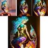 Mermaid Resin Animal Table Lamp With Colorful Retro Design For Gift And Home Decor