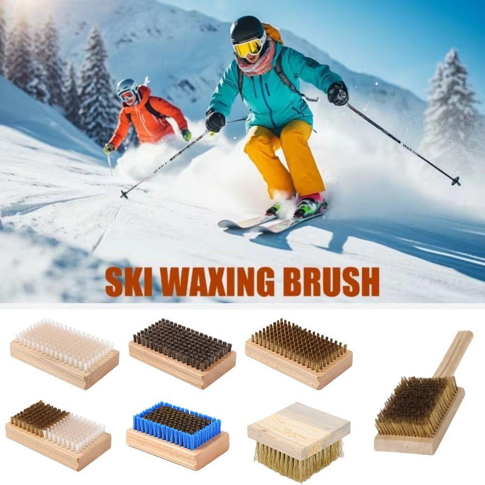 Horsehair Ski Waxing Brush Wooden Handle Brush Snowboard Tool Snowboard Brush Winter Sports