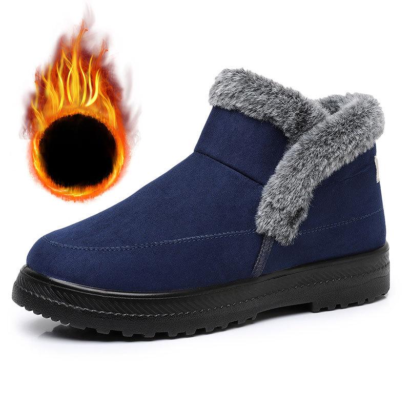 

Женские пушистые зимние ботинки с меховой подкладкой, теплые ботильоны до щиколотки из искусственной замши, противоскользящая зимняя обувь для женщин, уличные ботинки на массивной платформе для ходьбы 43 синий