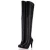 Svarte Hvite Over Kneet Lårhøye Støvletter Kvinner Vinter Festsko Tynne Hæler Elastiske Dames Lang Støvel Stor Størrelse 45 Fottøy