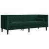 Vidaxl Chesterfield Sofa with Rollers, 3-Seater, Dark Green, Velvet