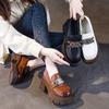 The first layer of cowhide loafers women's spring 2025 new leather muffin thick-soled one-pedal casual women's single shoes