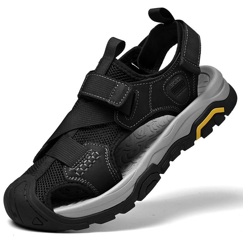 

Fashion Male Luxury Sandals Mens Slip on Walking Shoes Summer New Flats Fashion Mesh Casual Sandals Men Breathable Outdoor Beach Shoes 46 чёрный