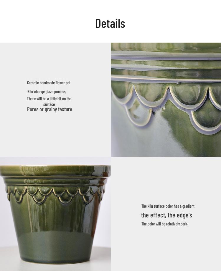 Embossed Roman-Style Glazed Flower Pot for Indoor/Outdoor Plants