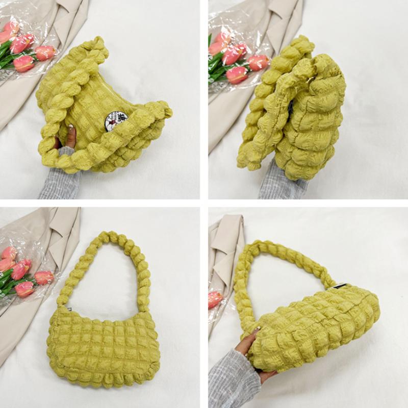 Soft Cloud Bubbles Handbags For Woman Girls Pleated Cloud Underarm Bag Pouch Bag Casual Shoulder Bag Women Cute Purse