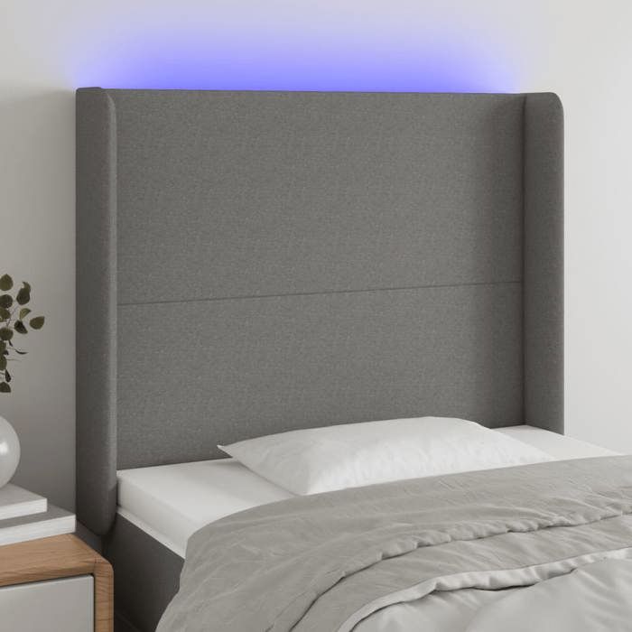 VidaXL Tête de Lit à LED Meuble de Chambre à Coucher Accessoire de Lit Simple Tête de Cadre de Lit Intérieur Gris Foncé 3123759