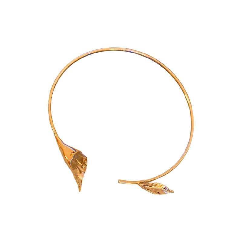 Niche Design Metal Flower Bone Choker Collar Spice Girl Versatile Flower Necklace High Sense Collar Women