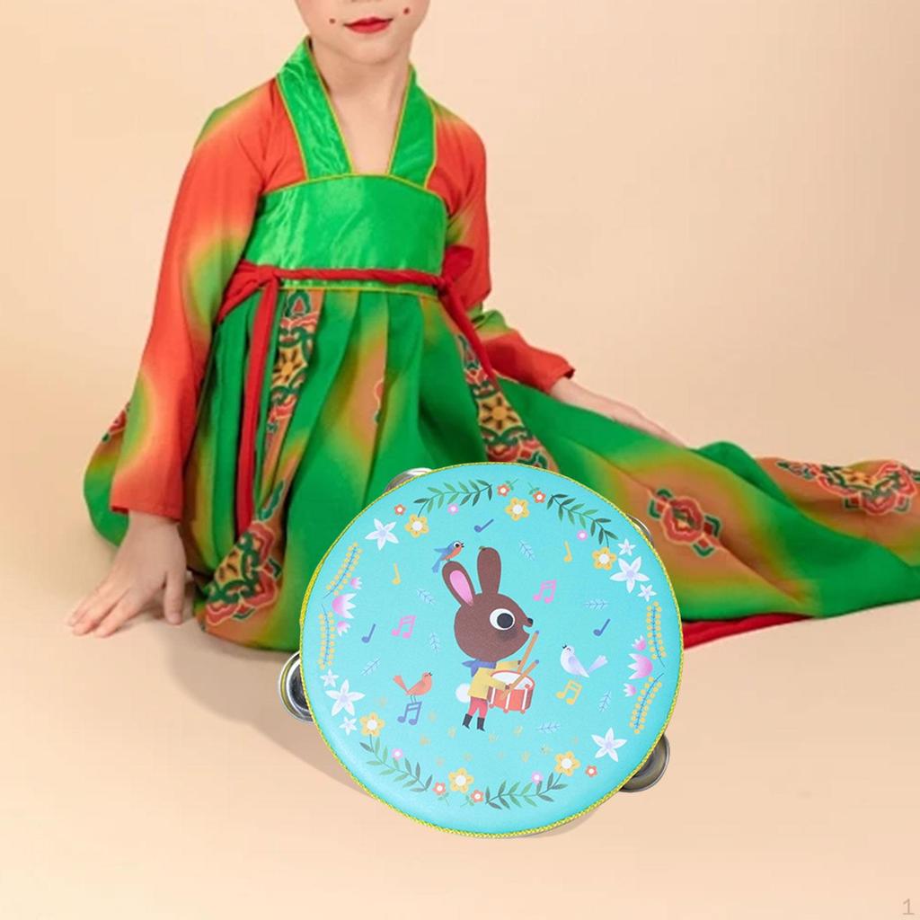 Wood Handheld Tambourines Double Rows Tambourine Drum Bell for Game Toys