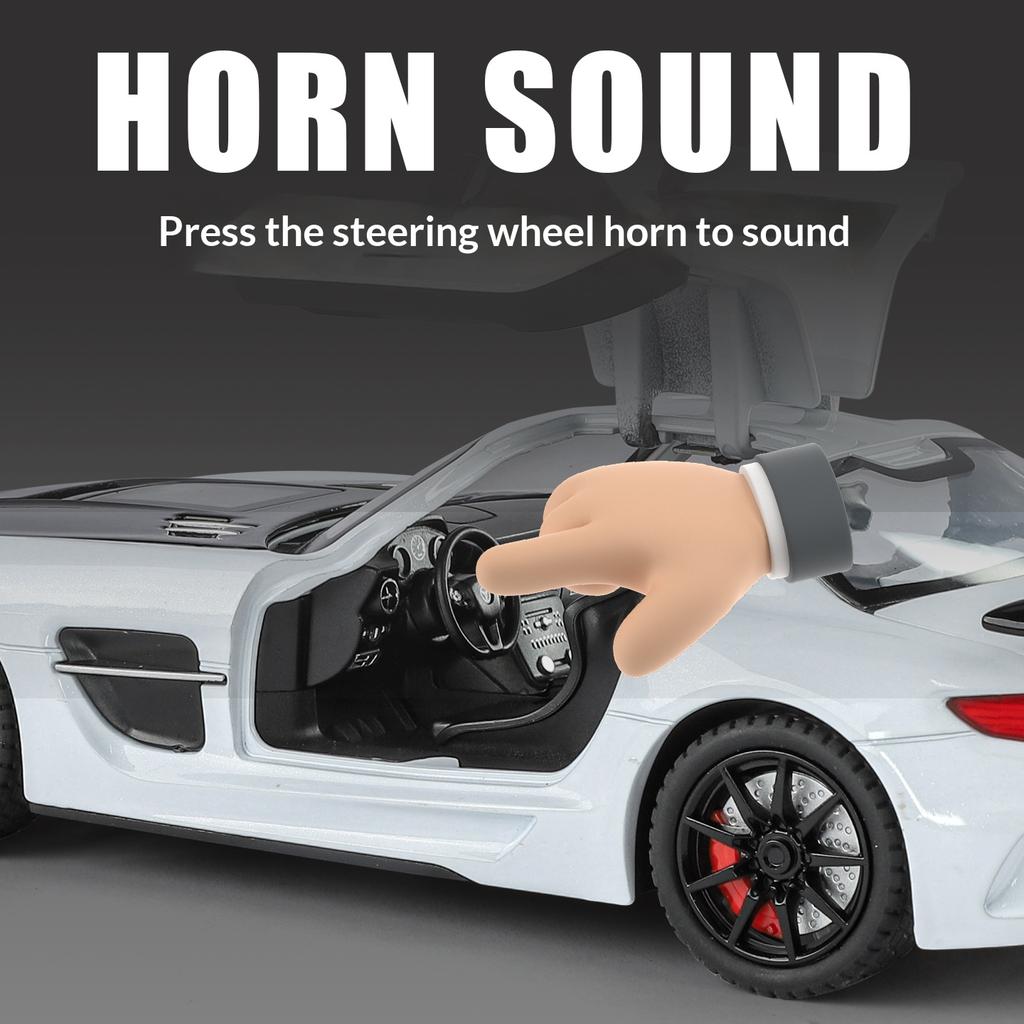 Alloy Die-cast 1/24 Scale SLS-AMG Modified Coupe Model Simulation Sound and Light Transparent Hood Boy Toy