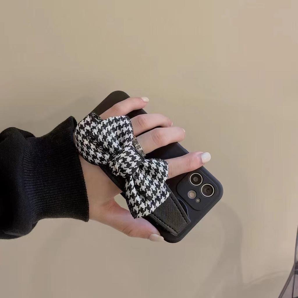 Wristband Mobile Phone Case Is Suitable For Apple 16 All-Inclusive Iphone15 Straight Edge Xsmax Simple Xr Plaid Bow.