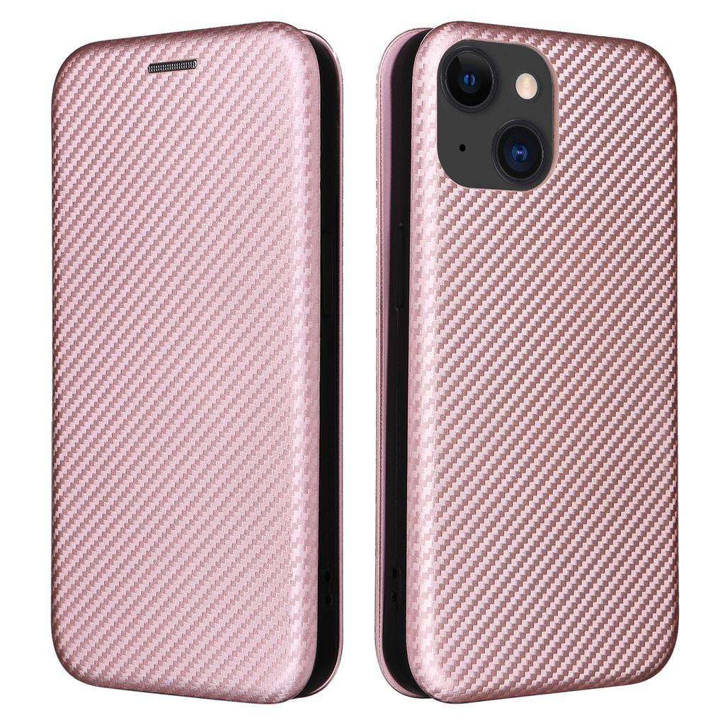 Card Holder Leather Phone Case for iPhone 15,Carbon Fiber Texture Stand Phone Cover
