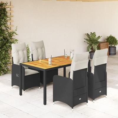 Vidaxl 5-Cz. Garden Bistro Furniture Set With Cushions, Black