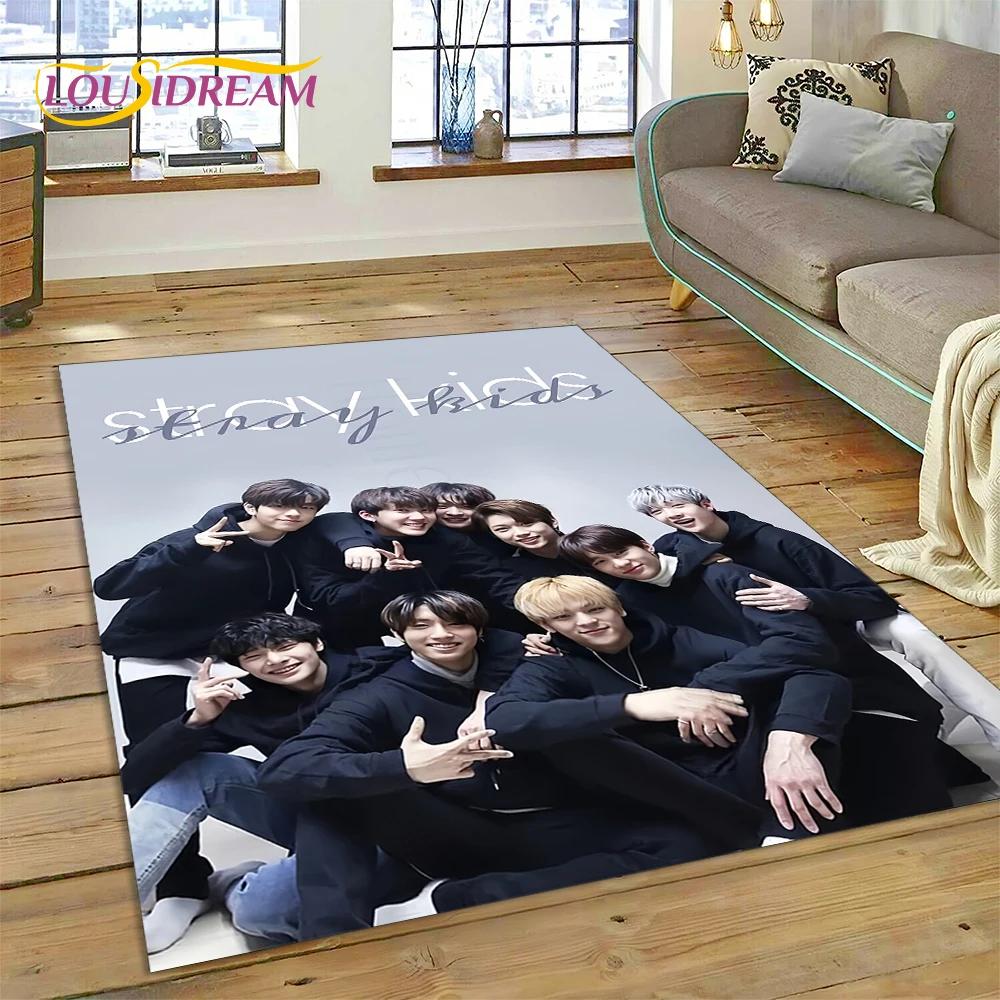 HD Korea Kpop Stray Kids 3D Singer Carpet Rug for Bedroom Living Room Home Sofa Decoration,Children Game Large Decor Floor Mat