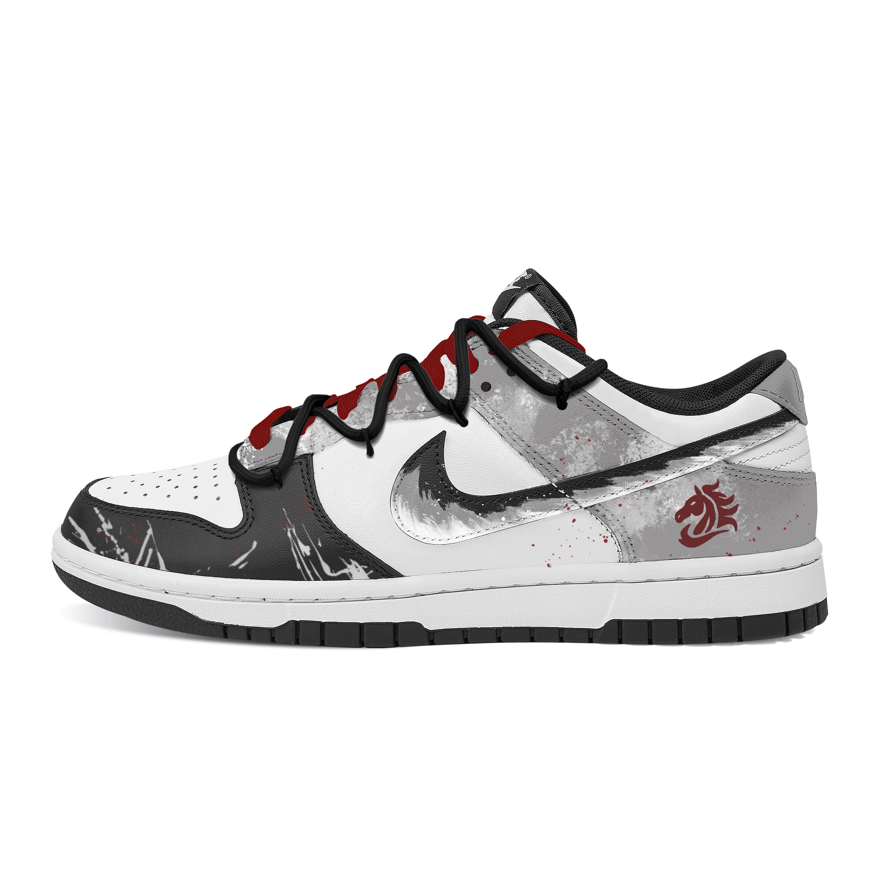 

Nike Dunk Brocade Saddle Reflecting Snow Slip Resistant Abrasion Resistant Low top Skateboard Shoes Unisex Black Gray HF5441-100(Team773-) 44