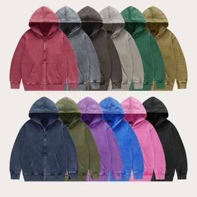 Children's Outerwear 2026 Autumn Trendy Cool 350G Terry Cotton Vintage Zipper Hoodies Boys Girls Casual Sport Tops Kids Clothes