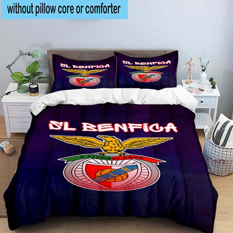 Set Biancheria da Letto Stampato 3 Pezzi Club di Calcio Benfica Chiusura Copripiumino Include 1 Copripiumino & 2 Federe Set Biancheria da Letto Decorazioni per la Casa Regali