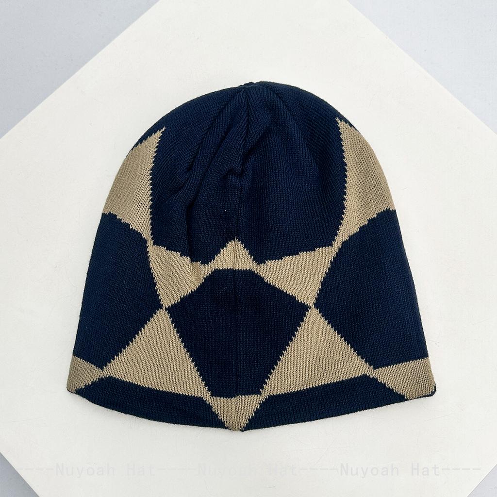 New Men Women Retro Mountain Letter Embroidery Knitted Hats Warm Outdoor Versatile Color Block Beanies Personal Fashion Skiing