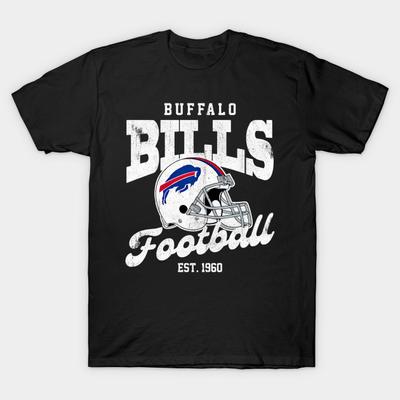 Men Black Print T-shirt Retro Buffalo Bills - The Vhs Vault #18 No-Cut Transfer Paper Print Cotton Tshirt