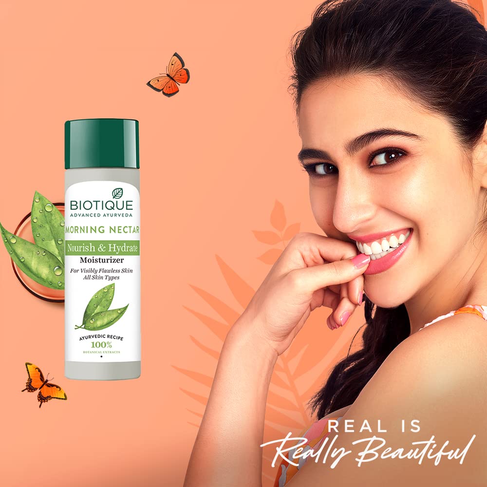 Biotique Morning Nectar Flawless Skin Moisturizer Lotion 190ml – Hydrates, Brightens, Prevents Dark Spots & Blemishes