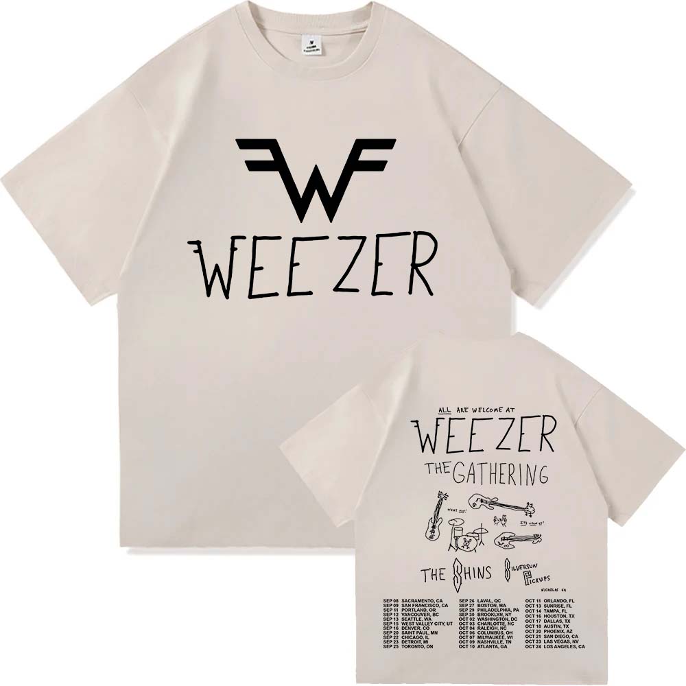 Weezer The Gathering Tour 2026 T-shirt Katoen Zacht Unisexunisex T-shirts Zomer Korte Mouw Ronde Hals T-shirts Ontwerp Grafische Print Shirt