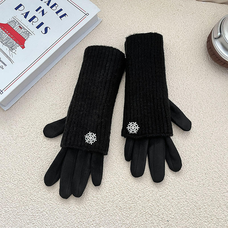 

Winter Women Warm Thick Plush Knitted Gloves Touch Screen Men Women Fashion Autumn Winter Keep Warm Riding Skiing Outdoor Gloves One Size чорний
