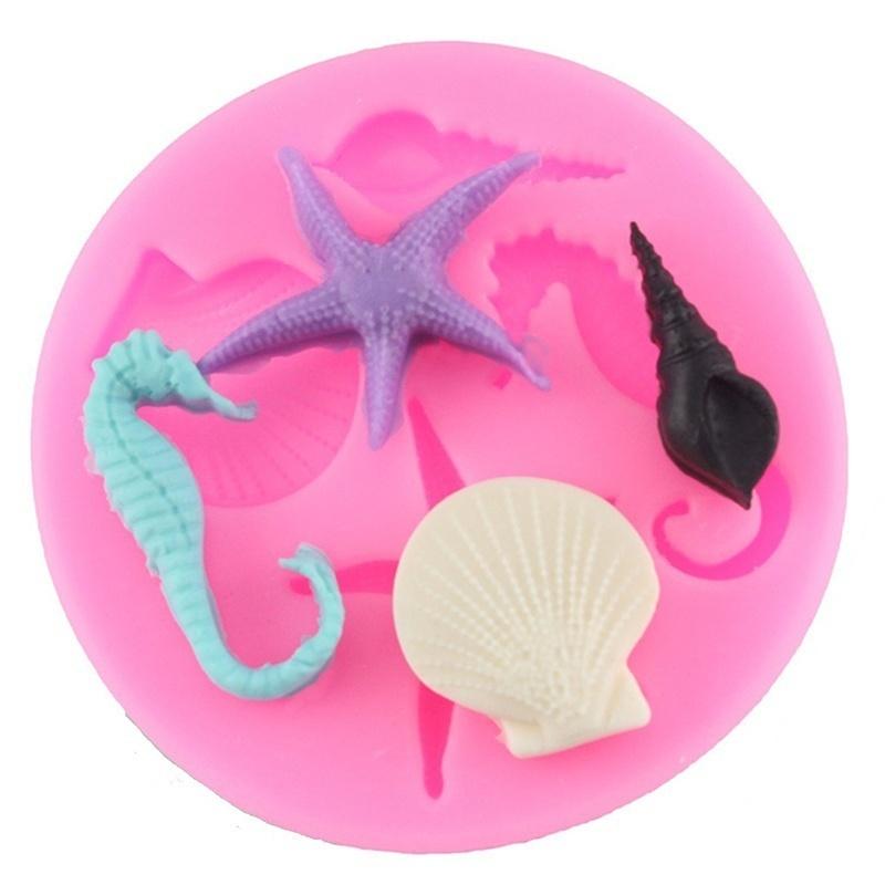New ELINKA Sea Life Stlye Silicone Candy Chocolate Clay Gumpaste Sugar Craft Fondant Mold