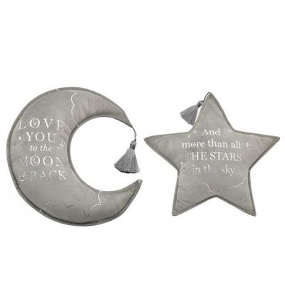 Cojín Bambino Velvet Luna y Estrella 32cm Gris