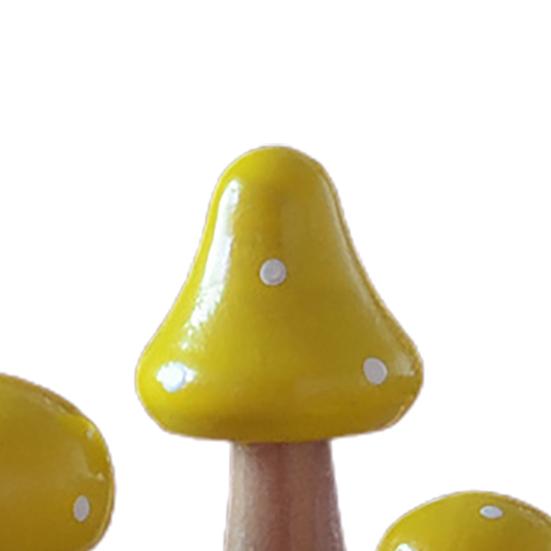 3Pcs/Set Miniatures Wooden Painting Mushroom Ornaments Crafts Kids Gift for Desk Decoration