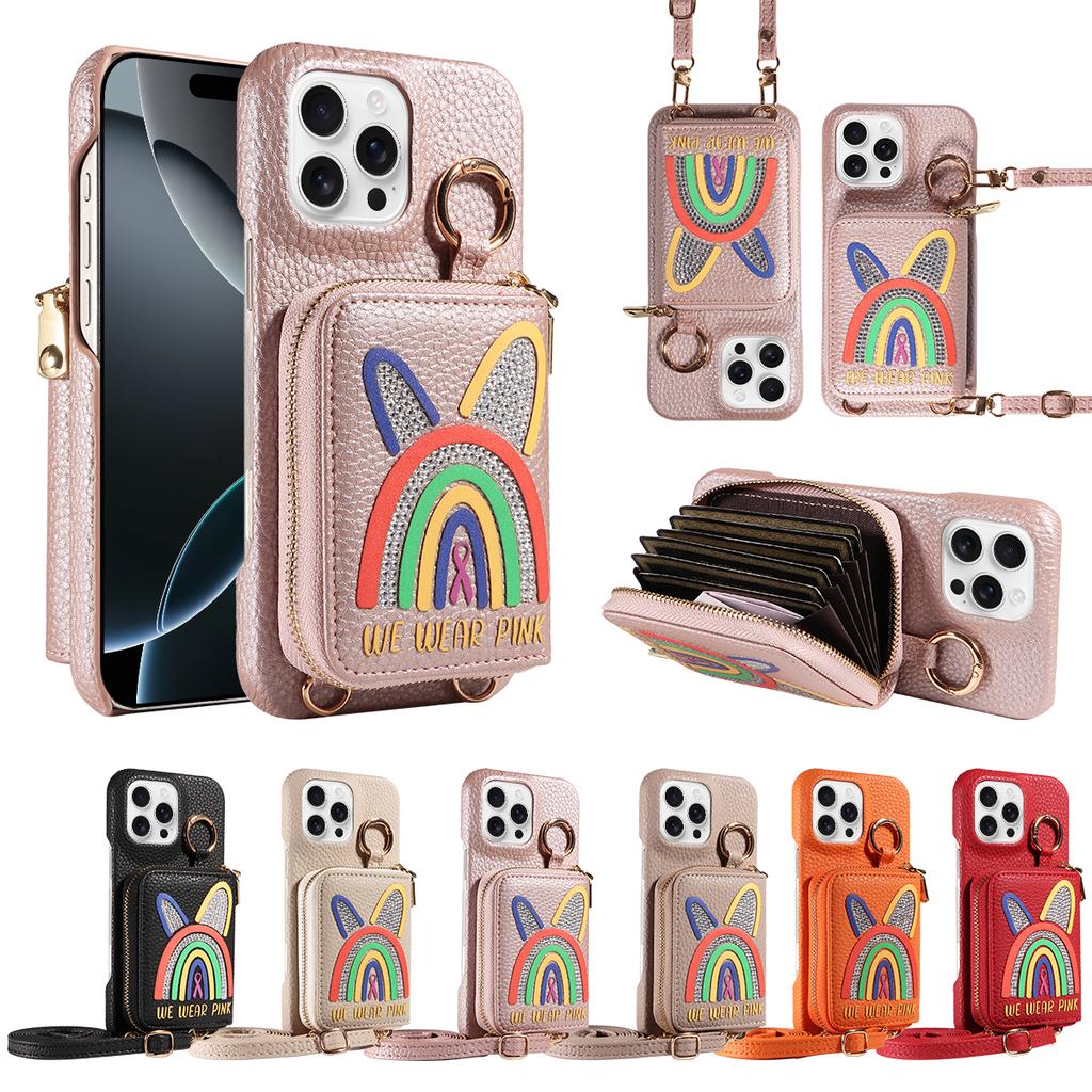 Noctilucent Crossbody Bag Faux Leather Phone Case for IPhone16 15 14 13 12 11 7 8 XS XRSeries Multi-card Slot, Bracket Function