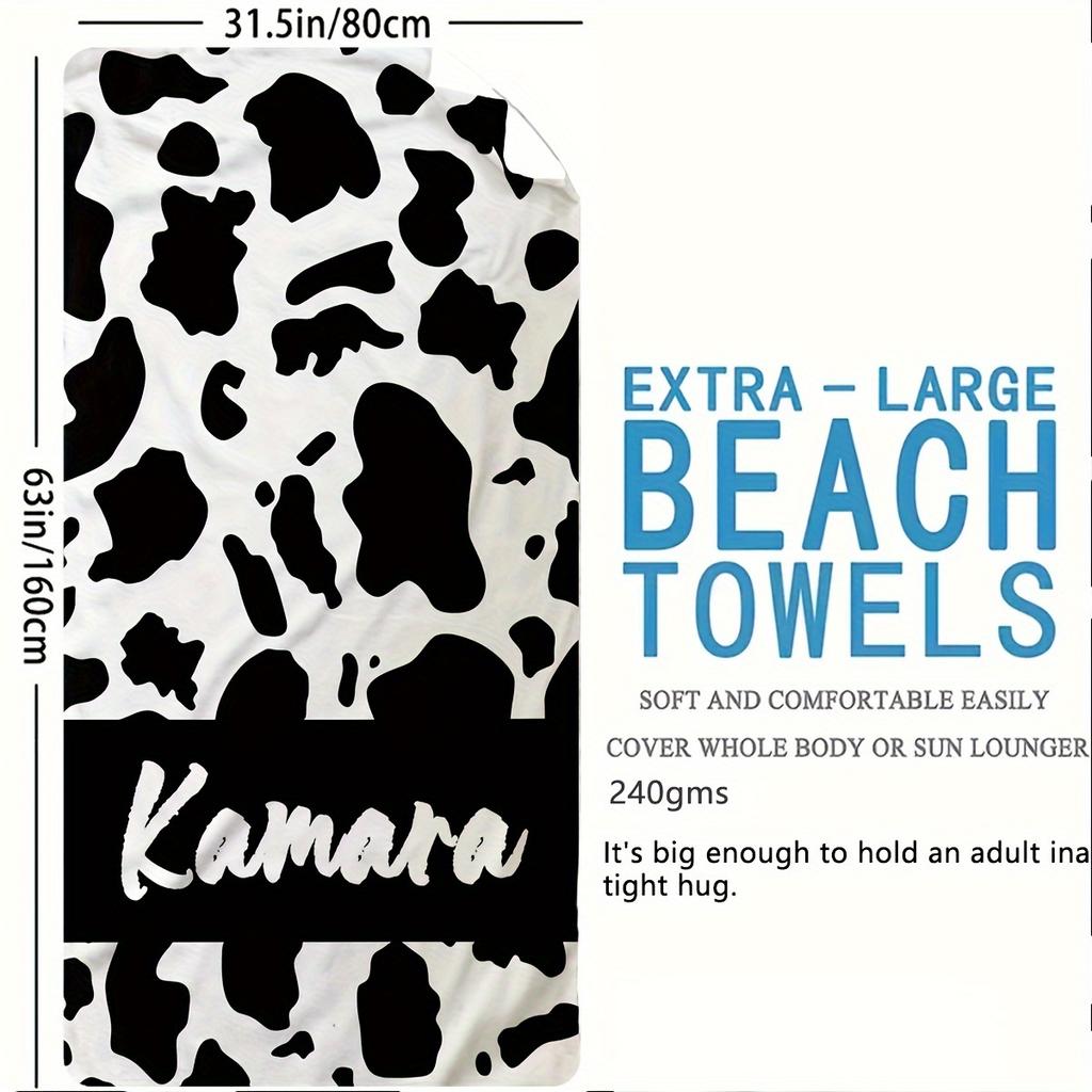 Custom Tiger Stripe Beach Towel Personalized Name Animal Print Microfiber Bath Towels Soft Quick Dry Pool Lounger All Season Use