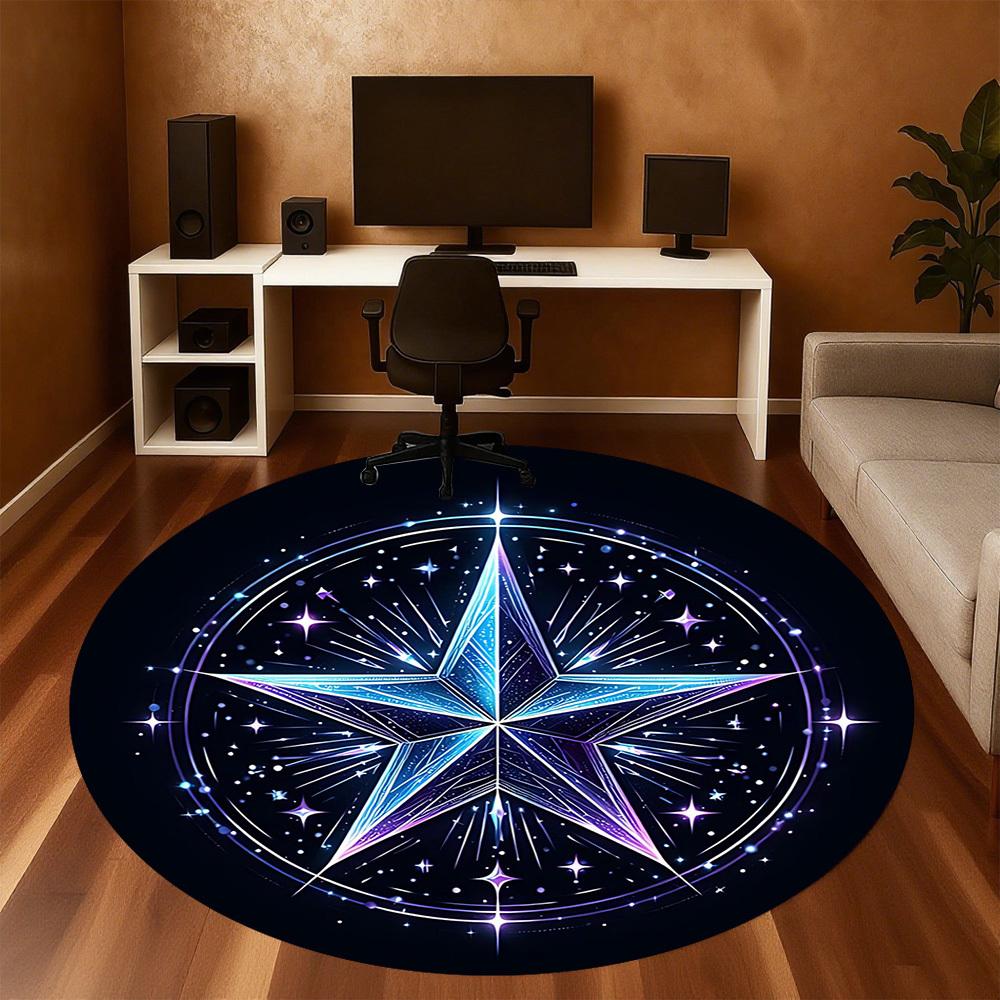 1pc Star Circle Round Chair mat Area Rug - Non-Slip, Floor Mat for Office, Bedroom, and Indoor Decor c1125079