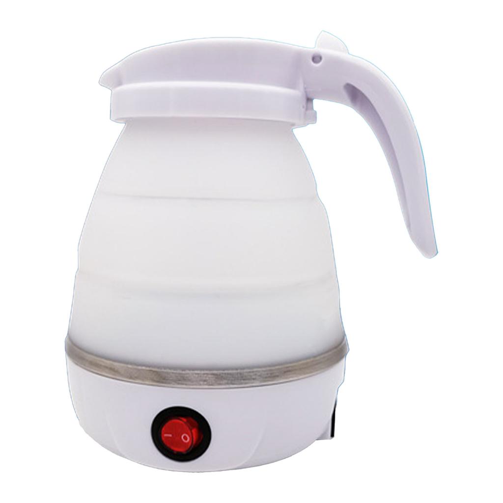 Foldable Electric Kettle Prevent Dry Burning Portable Silicone Folding Electric Water Pot for Travel Office White US