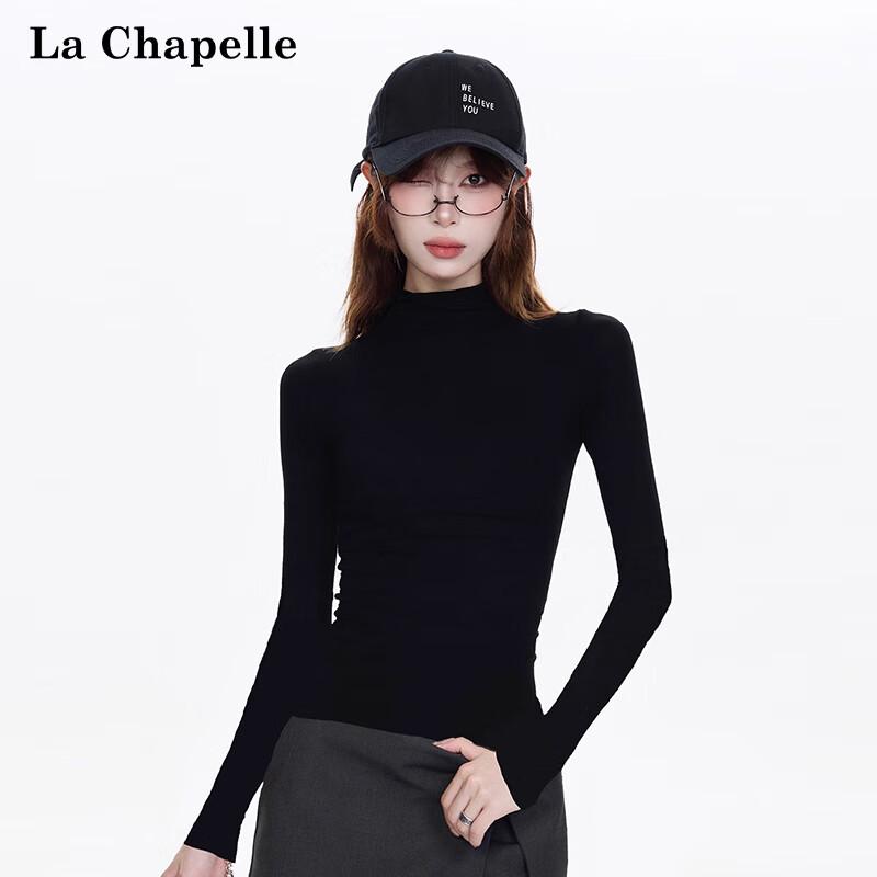 La Chapelle Women s Slim-Fit Semi-High Collar Long-Sleeve Base Layer T-Shirt L