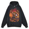 Japan Anime Demon Slayer Rengoku Kyoujurou Graphic Washed Hooded Men Manga High Quality Hoodies Harajuku Male Cotton Sweatshirt