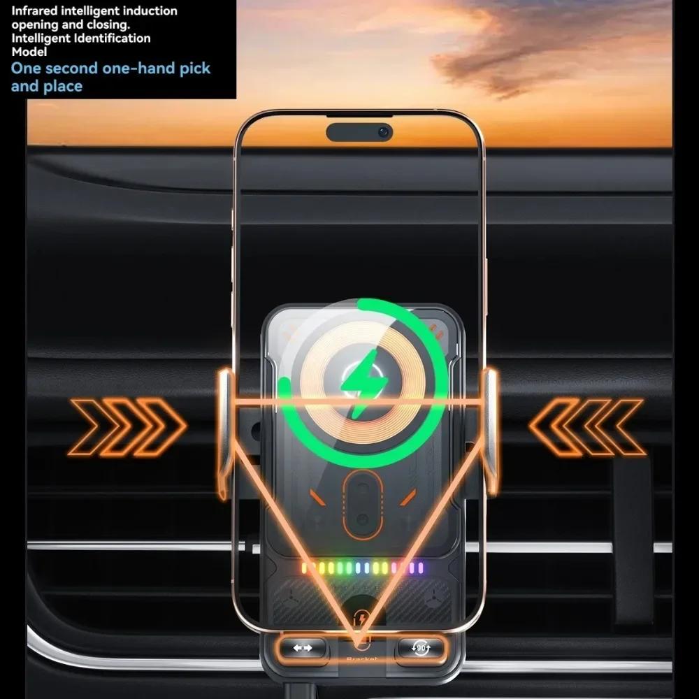 Xiaomi Car Unicersal Air Vent Electric Rotating Opening Closing Phone Holder 15W Wireless Charger Dual Coil Smart Phones Fast Charging