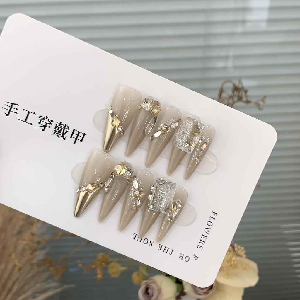 Handmade Hot-shot Long-tip Patch Aurora Magic Mirror Bottom Square Diamond Platinum Princess