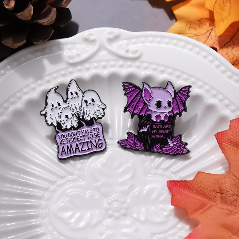 Multipurpose Trendy Halloween Brooch With Eyecatching Skull Bat And Ghost Features All For