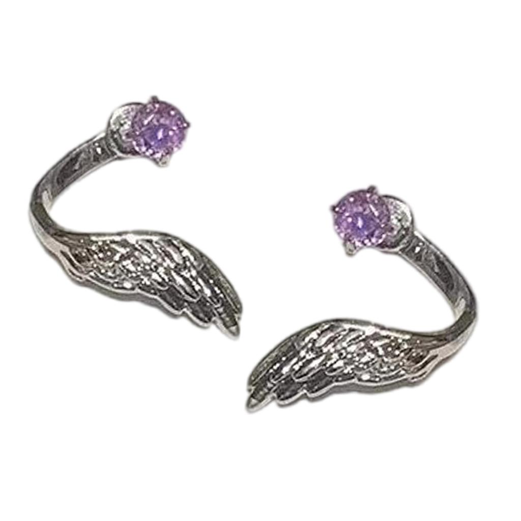 Angel Wing Twisted Rhinestones Studs Earrings Crystal Embellished Wing Ear Bone Nail Alloy Jewelry For Sensitive Skin