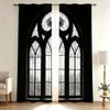 2 Pezzi Tenda Stampata Digitalmente, Motivo Finestra Cattedrale Gotica, Tende Finestra Stile Gotico Scuro per Camera da Letto Soggiorno
